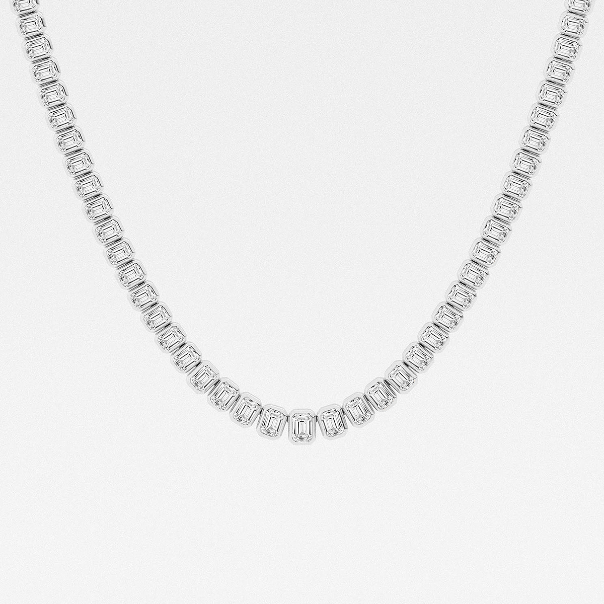 Additional Image 1 for  16 ctw Emerald Lab Grown Diamond Graduated Bezel Set Tennis Necklace